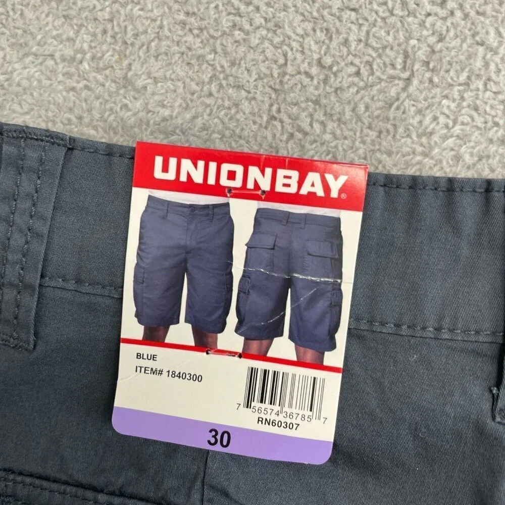 NEW Unionbay Men's Size 30 Cargo Shorts Blue Cotton/Spandex Blend